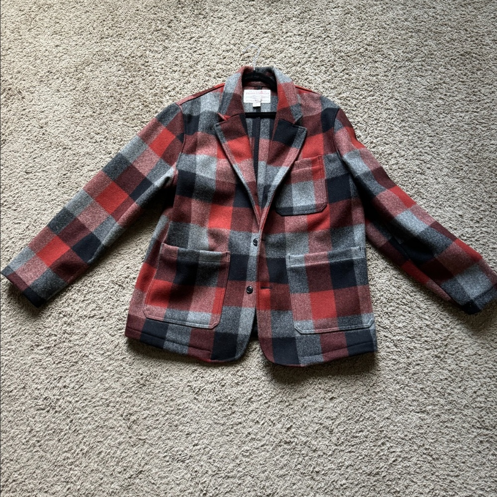 Filson Mackinaw Wool Blazer - Black/Charcoal/Rust Buffalo Check - XL